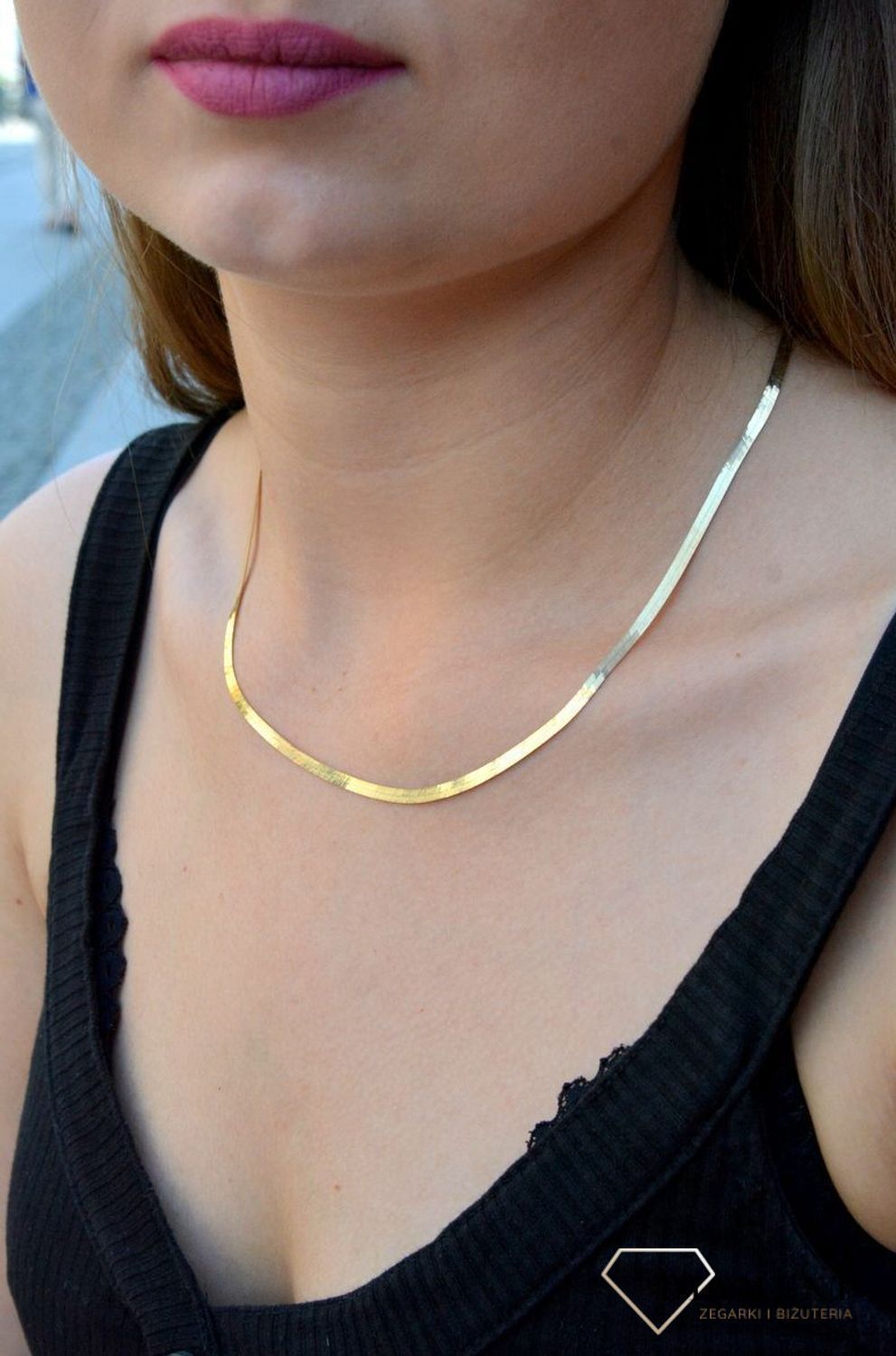 Złoty naszyjnik damski taśma płaska żmijka 585 LA 738F 585  Złoty naszyjnik taśma. Złoty naszyjnik żmijka. Złoty naszyjnik kolia. Złoty naszyjnik damski płaski. Złoty naszyjnik idealny na prezent. Złoty naszyjnik damski idea.jpg